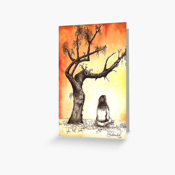 Tree Girl Contemplation Greeting Card