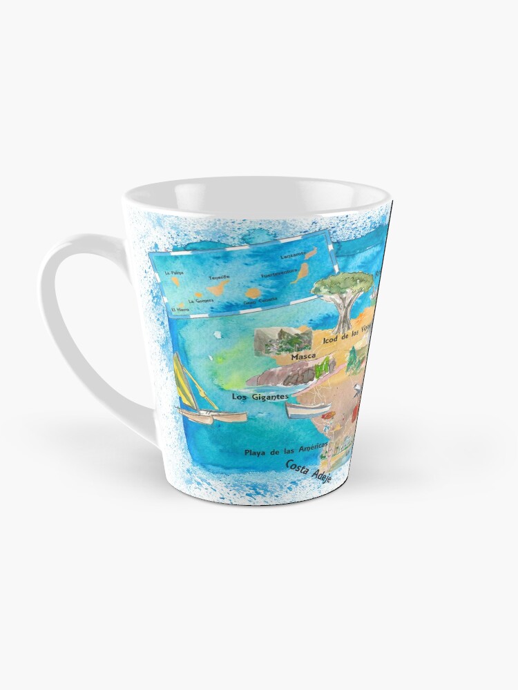 Thumbnail 3 of 4, Coffee Mug, Tenerife Canarias Spain Illustrated Map with Landmarks and Highlights designed and sold by artshop77.