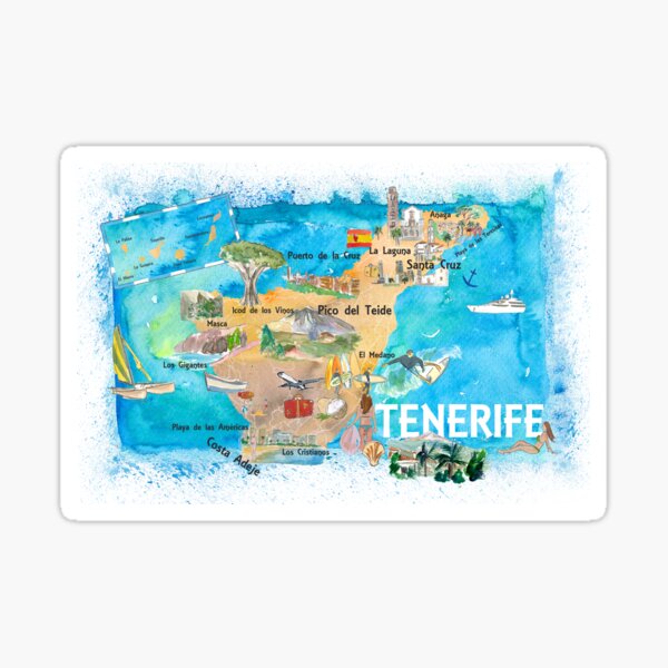 Item preview, Tenerife Canarias Spain Illustrated Map with Landmarks and Highlights  designed and sold by artshop77.