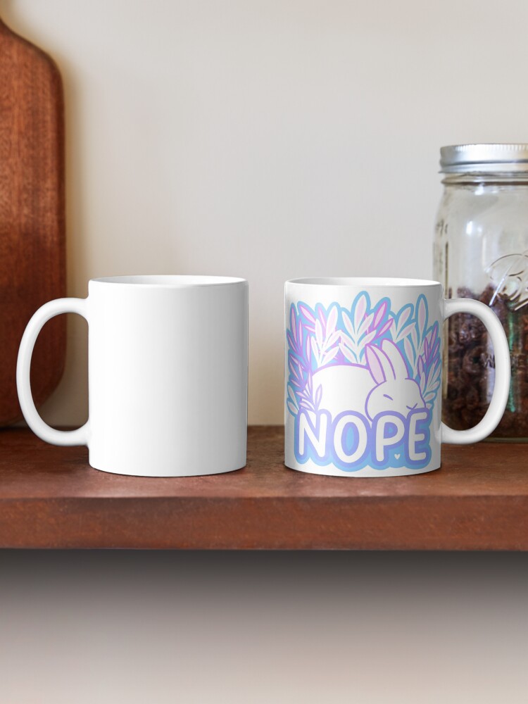 Aperçu 2 sur 6. Mug à café avec l'œuvre Non // Lapin fatigué | Nikury créée et vendue par nikury.