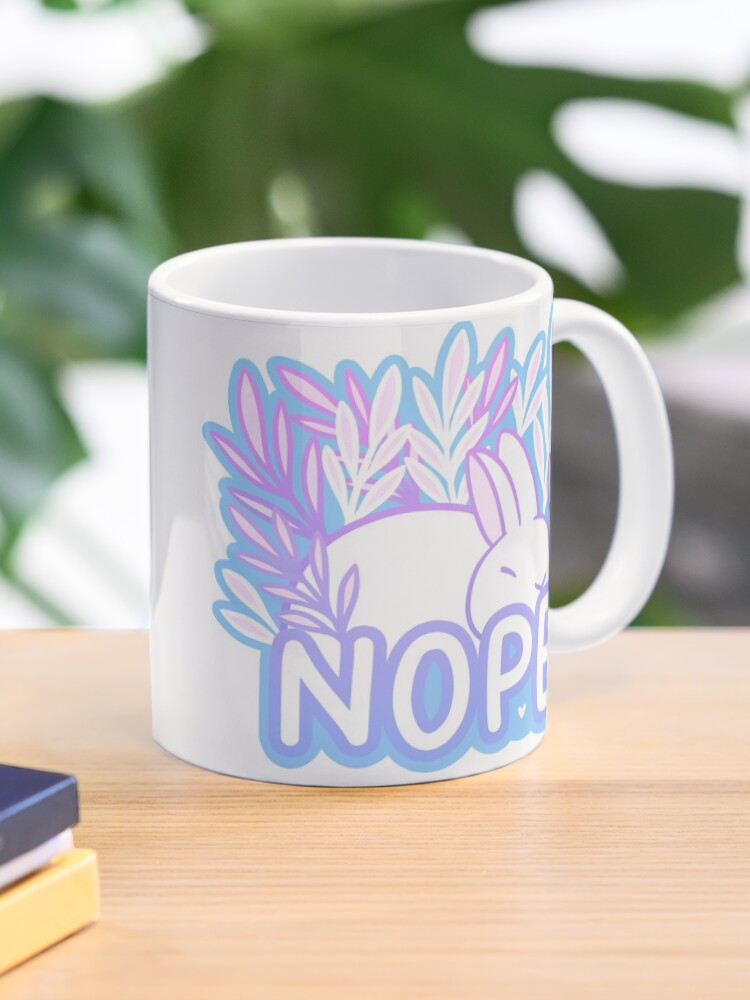 Aperçu 1 sur 6. Mug à café avec l'œuvre Non // Lapin fatigué | Nikury créée et vendue par nikury.
