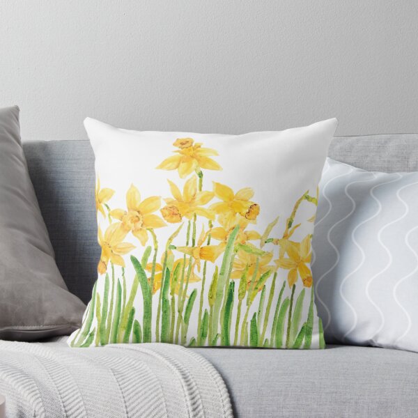 Item preview, hand painted yellow daffodils field watercolor designed and sold by ColorandColor.