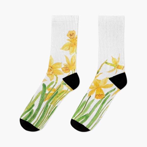 Item preview, hand painted yellow daffodils field watercolor designed and sold by ColorandColor.