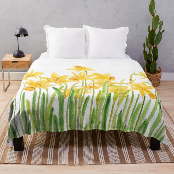 Item preview, hand painted yellow daffodils field watercolor designed and sold by SelenePaintings .