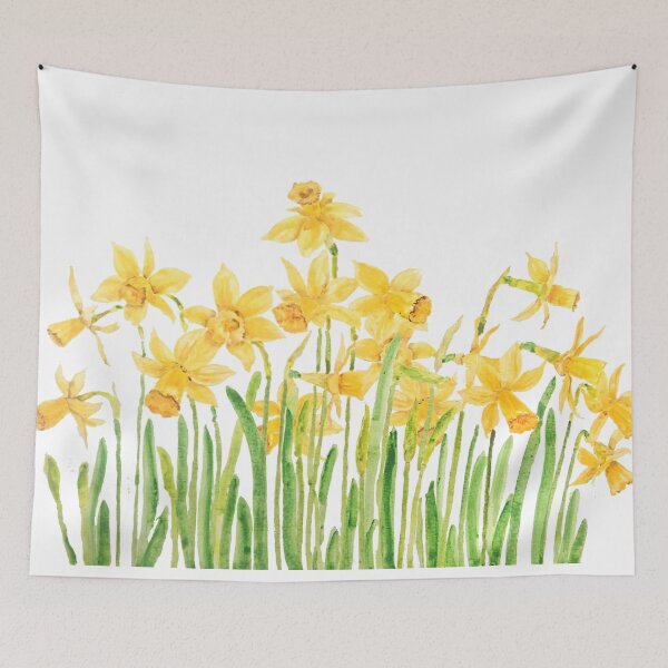 Item preview, hand painted yellow daffodils field watercolor designed and sold by ColorandColor.