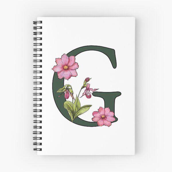 Item preview, Letter G, Initial, Monogram, Alphabet Letter, Flowers, Ladyslipper, Cosmos, Pink designed and sold by JoyfulWhimsy.