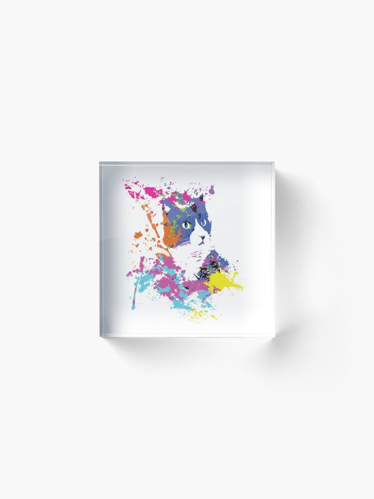 Alternate view of Color Splash Cat Acrylic Block