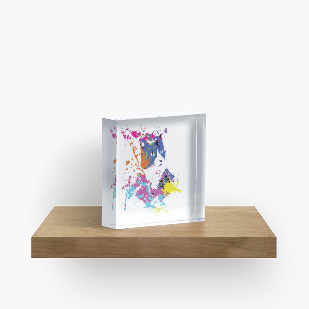Color Splash Cat Acrylic Block