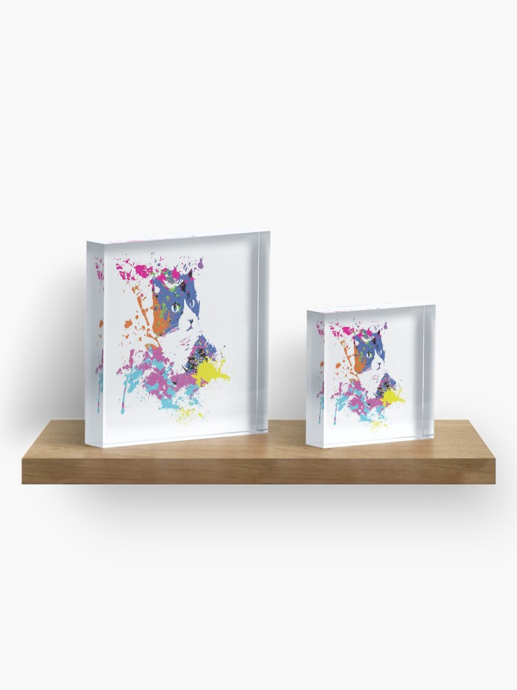 Alternate view of Color Splash Cat Acrylic Block