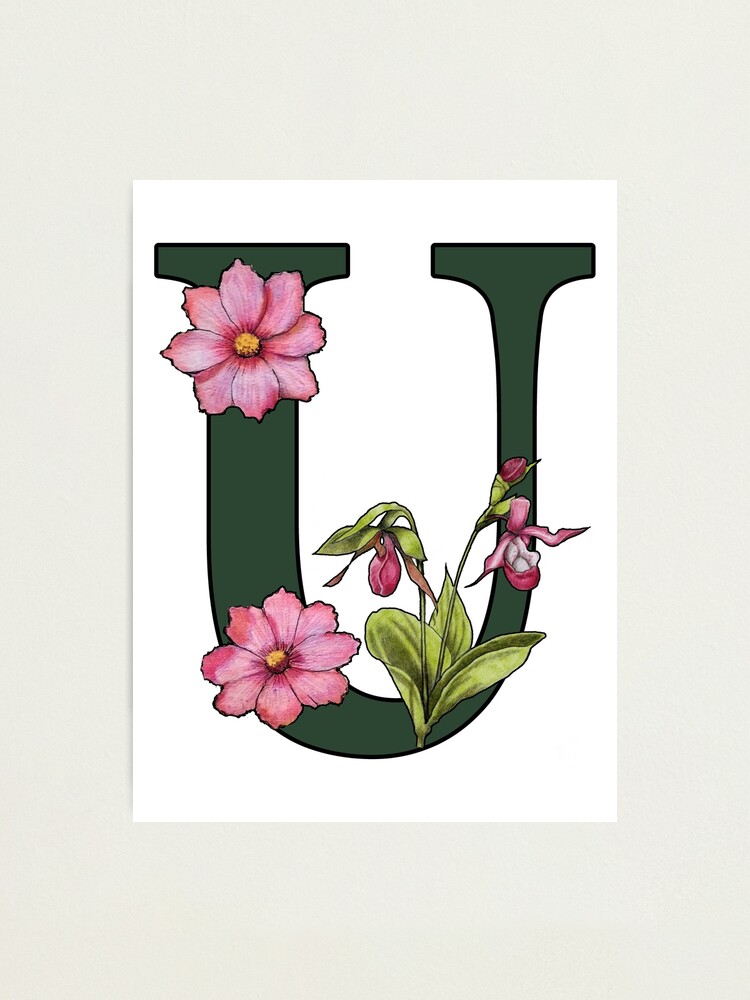 U Floral Monogram Initial | Sticker