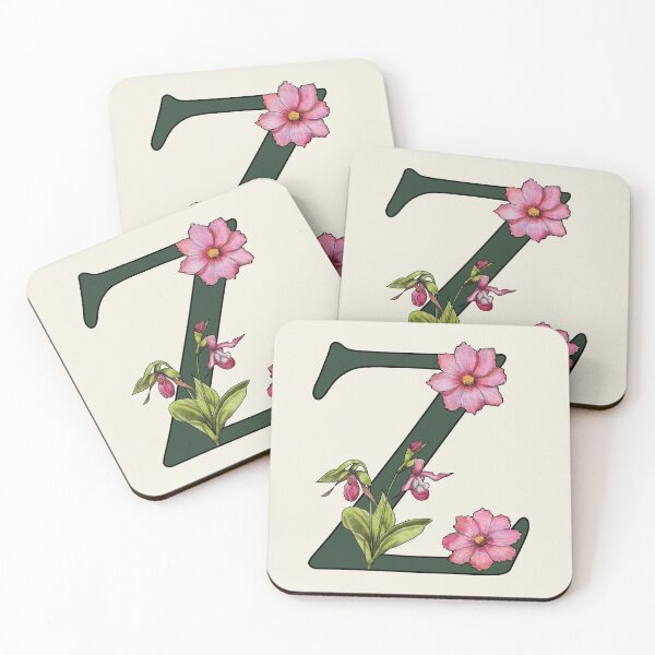 Item preview, LETTER Z Initial, Monogram, Alphabet Letter, Flowers, Ladyslipper, Cosmos, Pink designed and sold by JoyfulWhimsy.