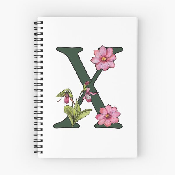 Item preview, LETTER X Initial, Monogram, Alphabet Letter, Flowers, Ladyslipper, Cosmos, Pink designed and sold by JoyfulWhimsy.