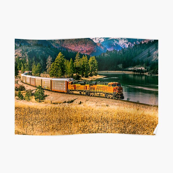 Car Train by the River Poster