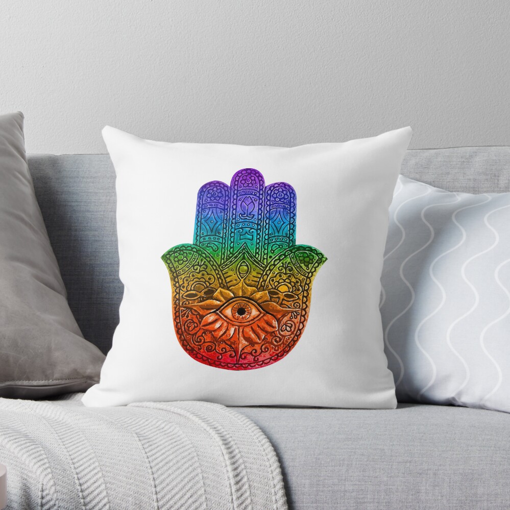 Hamsa Evil Eye Throw Pillow
