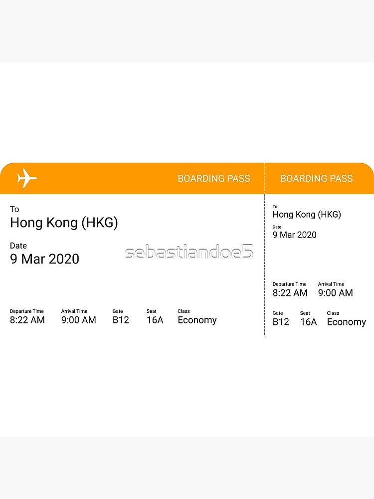 "Hong Kong Boarding Pass Airline Ticket" Poster for Sale by