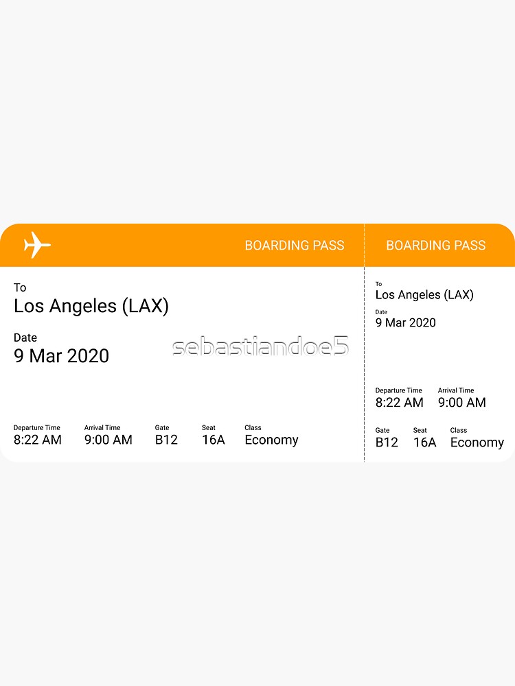 "Los Angeles Boarding Pass Airline Ticket" Sticker for Sale by