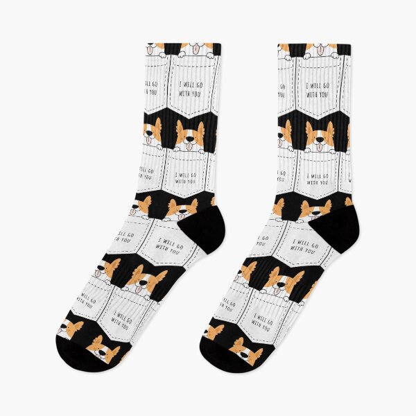 Item preview, I Will Go With You Corgi Dog In A Pocket Dark designed and sold by funnierthanthou.