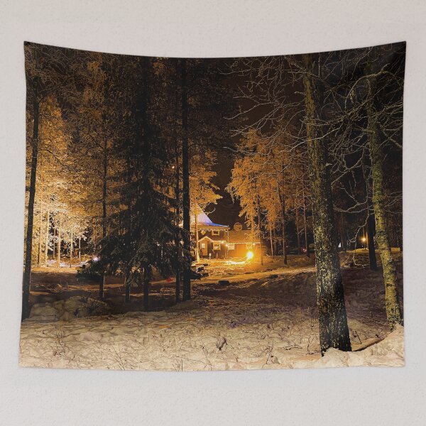 Item preview, Dark Midnight Snowy Lit Forest designed and sold by Merch_Tingz.