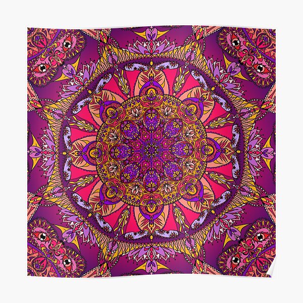 Trippy Mandala Face - Purple Poster