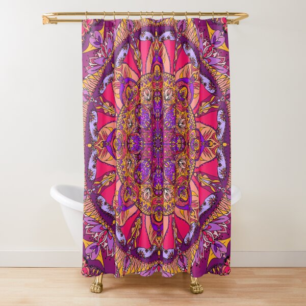 Trippy Mandala Face - Purple Shower Curtain