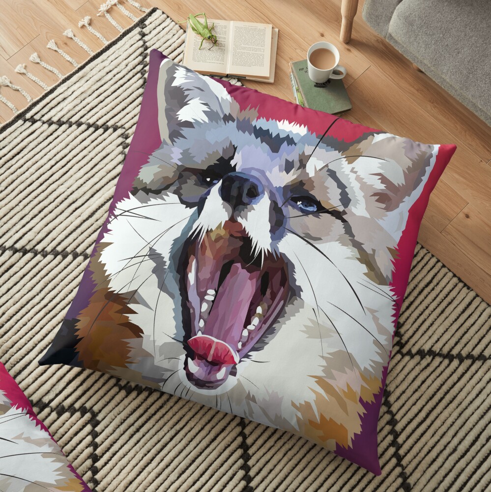 Yawning fox Floor Pillow