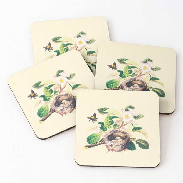 Item preview, Antique Engraving of Bee, Nest and Blossoms designed and sold by FuzzyHoney.