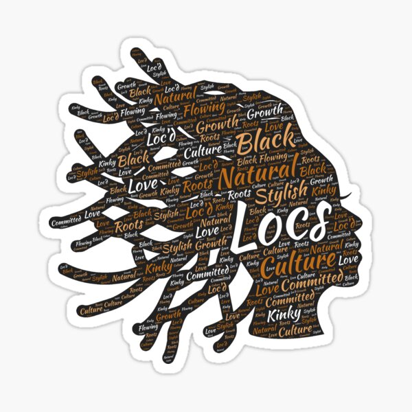 Locs Silhouette Words in Hair Art Sticker
