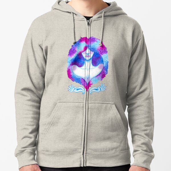 hair watercolour girl Zipped Hoodie