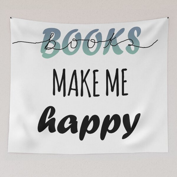Item preview, books make me happy designed and sold by inkandmadness.