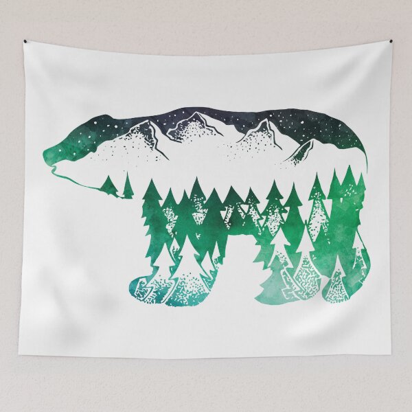 Item preview, Bear Mountains Trees Silhouette Watercolor designed and sold by SassAndHoney.