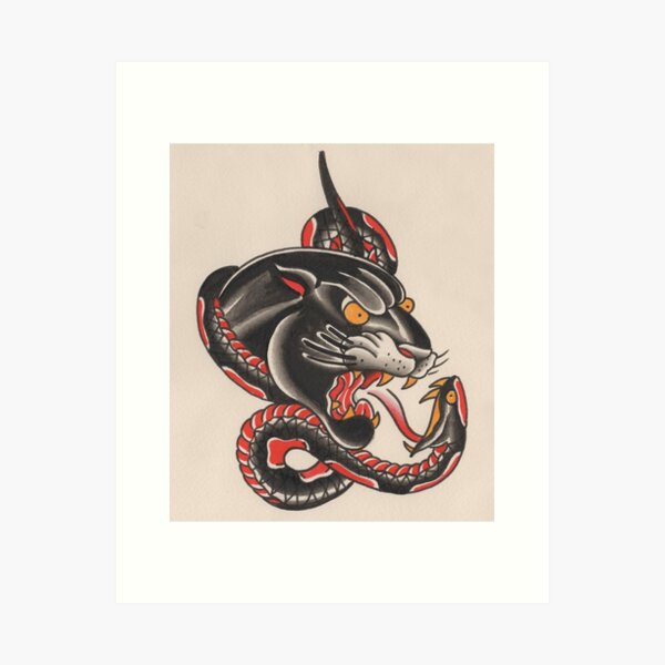 Item preview, Panther & Snake designed and sold by Wally Tattoo & Art.