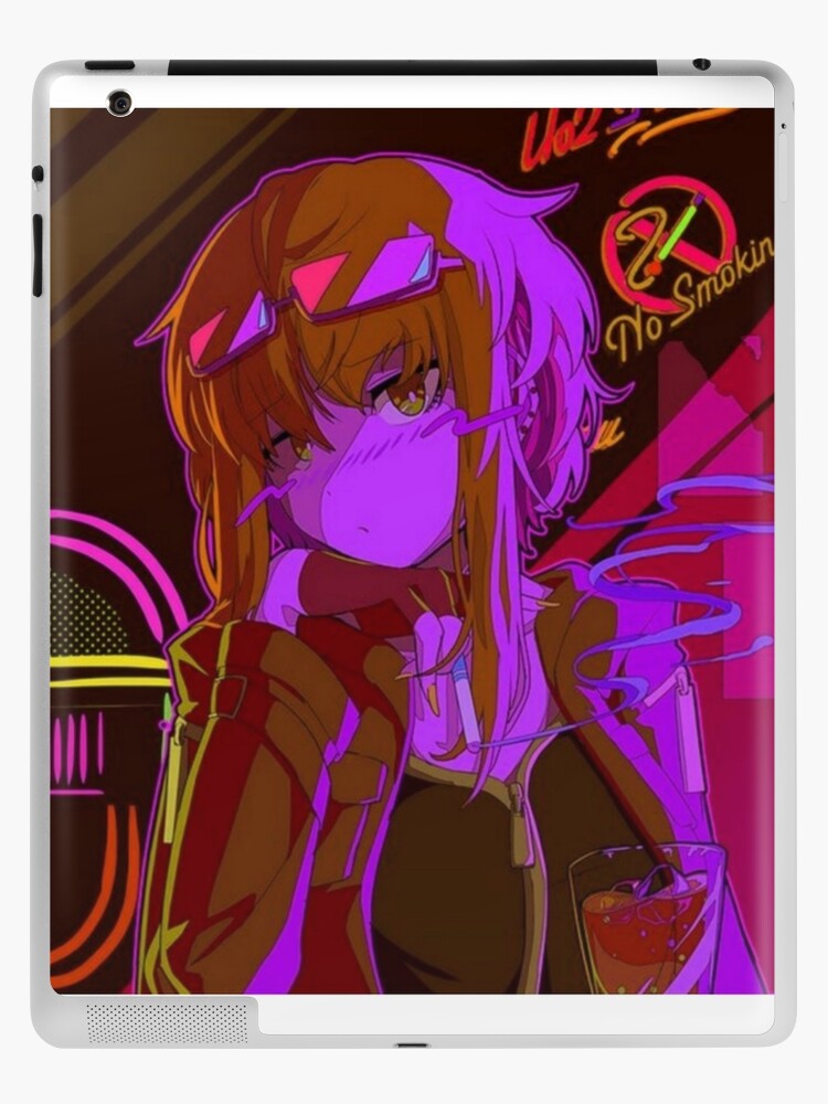 Anime Girl Smoking [Retrowave] iPad Case & Skin by Oeht