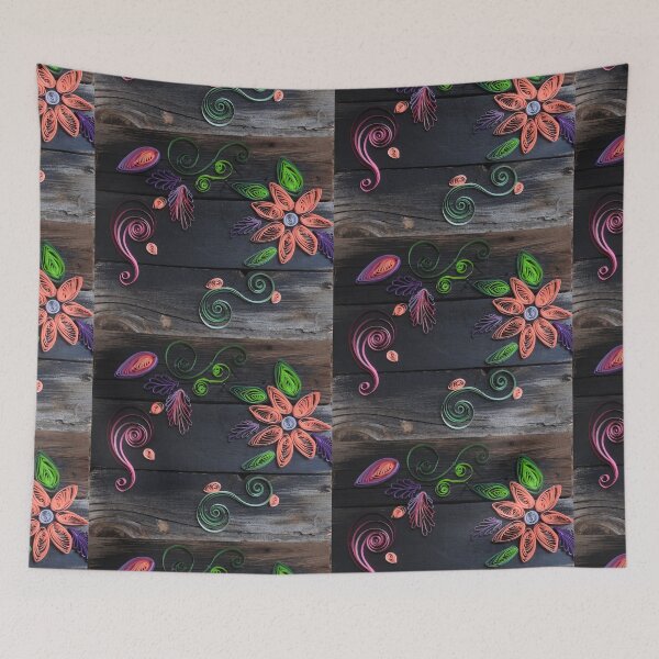 Item preview, quilled pink flower design on barnwood designed and sold by Stephanie  Skeem.