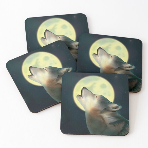 Item preview, Wolf howling to the full moon designed and sold by Brushes with Nature.