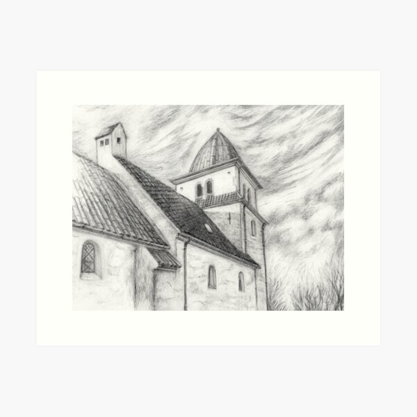 Danish village church Art Print