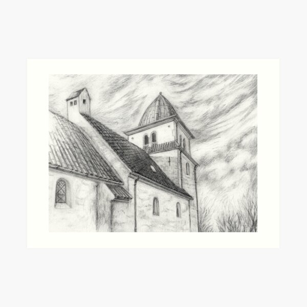 Danish village church Art Print