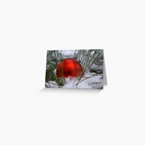 Red Ornament in Snow Greeting Card