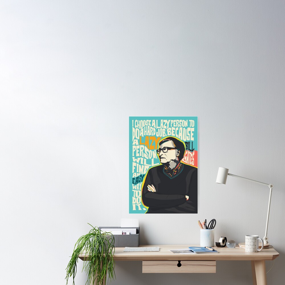 Bill Gates Pop Art Quote Portrait Poster By Bonbcreative Redbubble