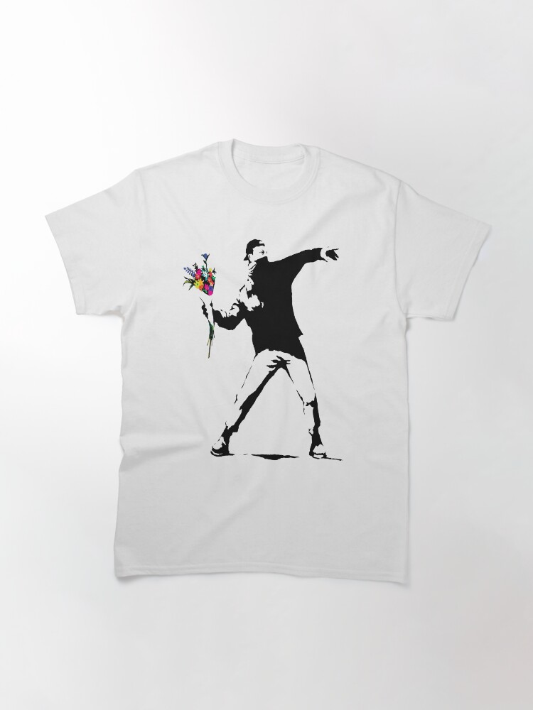 Alternate view of Banksy Protester Throwing Flowers Classic T-Shirt