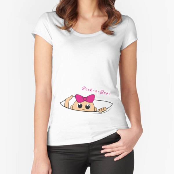 PEEK A BOO girl Maternity T-shirt, Maternity Shirt, Baby Pregnancy T-Shirt, Funny Peeking Baby T-shirt Fitted Scoop T-Shirt