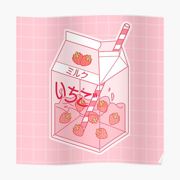 Strawberry Milk Poster By Chostel Redbubble