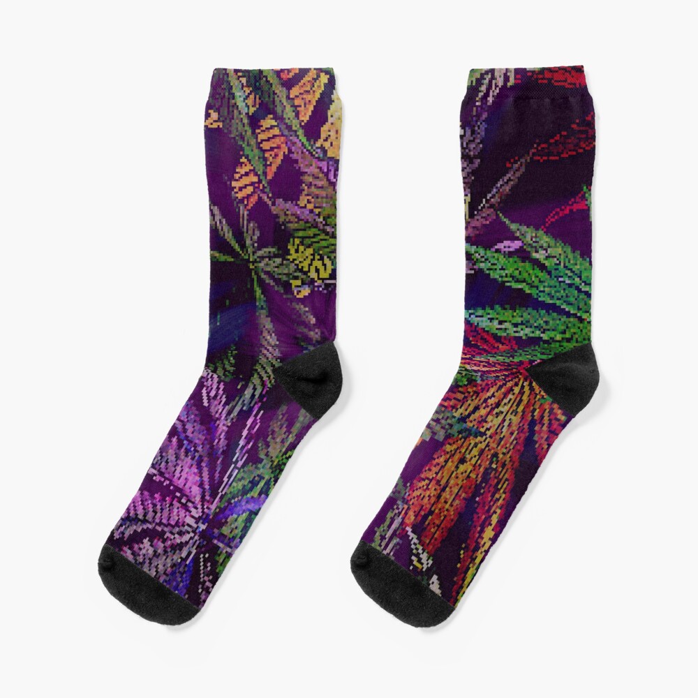 Psychedelic Marijuana Cannabis Leaves Socks