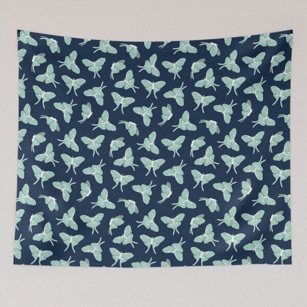 Item preview, Luna Moth - Aqua on Blue designed and sold by littlearrow.