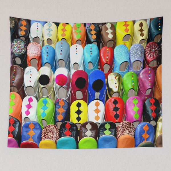 Item preview, DJAZAIR 1 rows of slippers in a Morocco Essaouira souk shop designed and sold by dragonemma.
