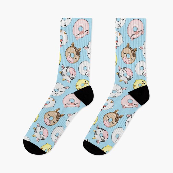 Item preview, Farm Animal Donuts - Light Blue designed and sold by littlearrow.