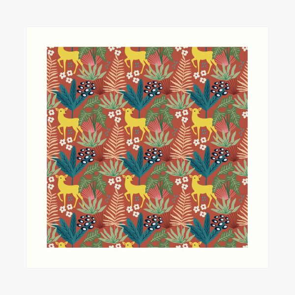Spring Pattern Deer 1 Art Print