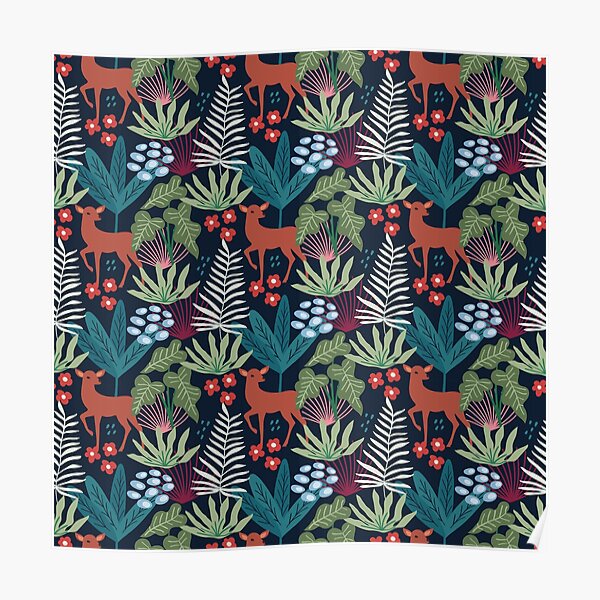Spring Pattern Deer 3 Poster