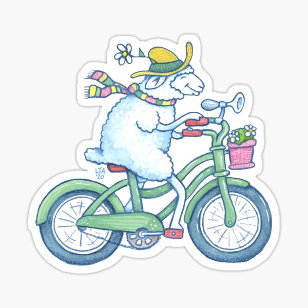 Sheep on a Bicycle Sticker