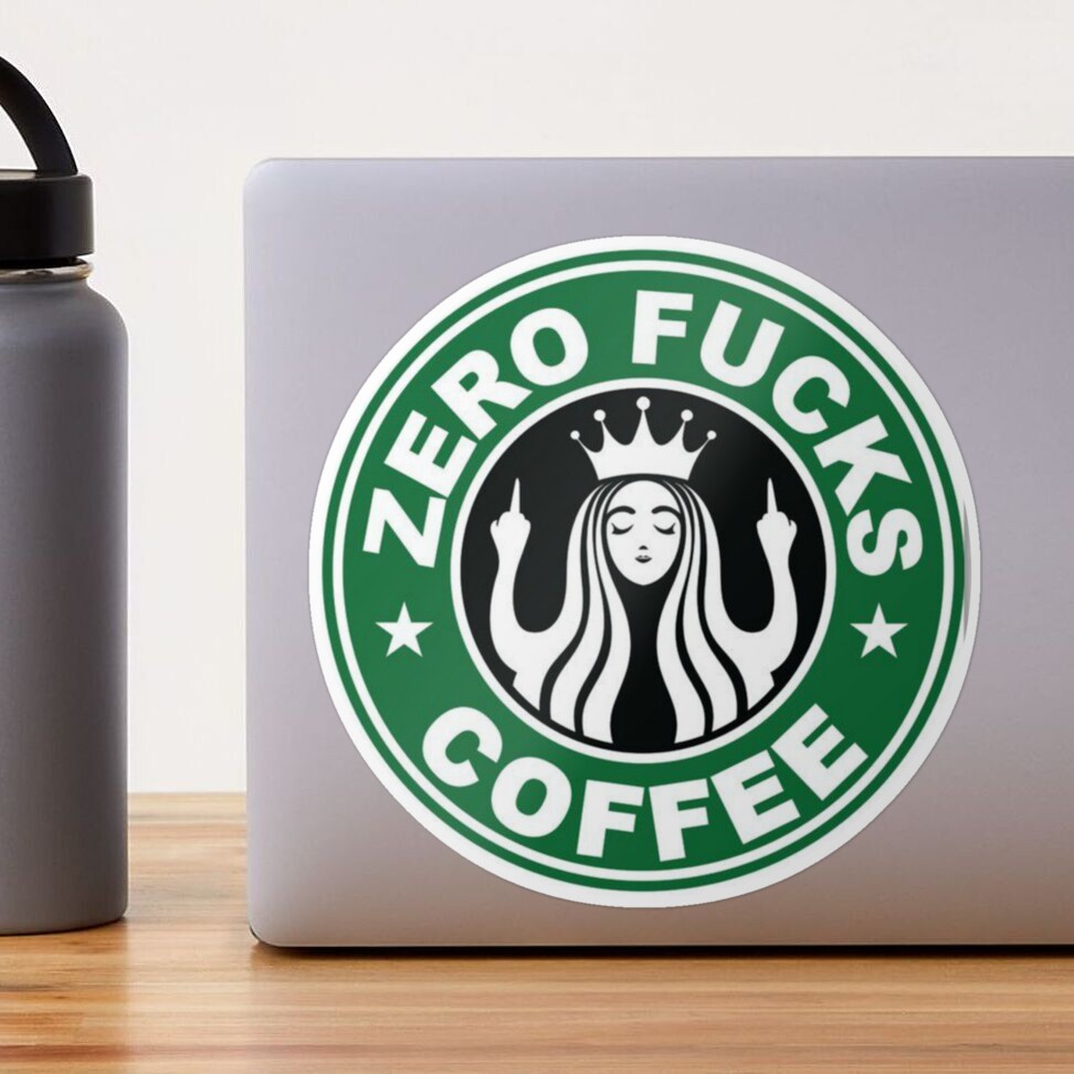 Starbucks Logo Parody - Zero Fucks - Middle Finger - Flipping Off - Funny -  Humor - Cafe - Coffee Sticker by rmbartill