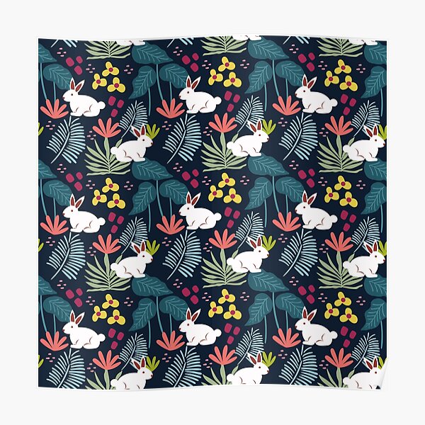 Spring Pattern Rabbit 3 Poster